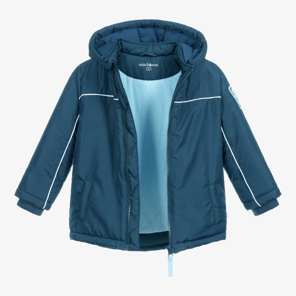 ميتش آند سون-جاكيت هودي مبطن لون أزرق باهت للأولاد | Childrensalon Outlet