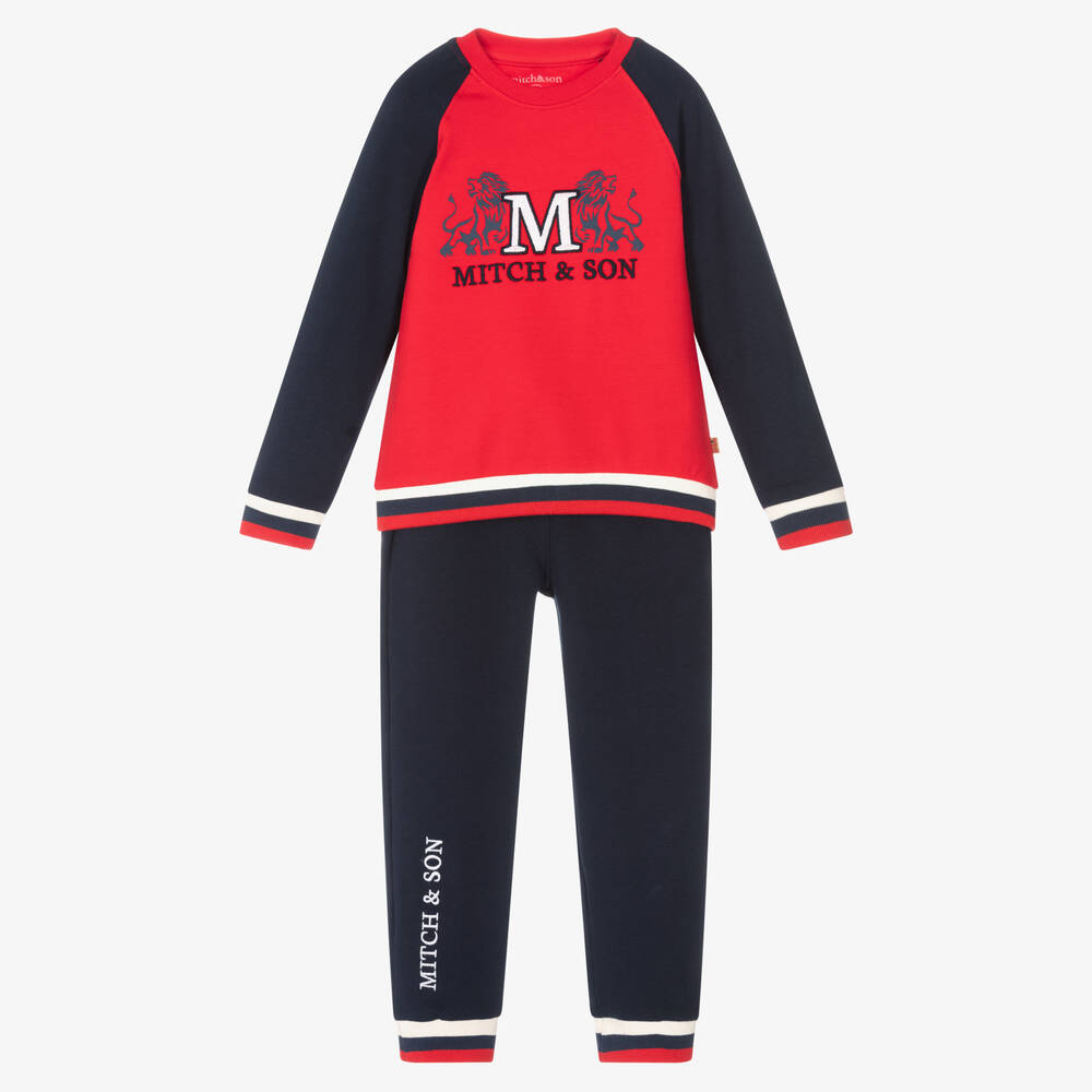 Mitch & Son - Blue & Red Cotton Tracksuit | Childrensalon