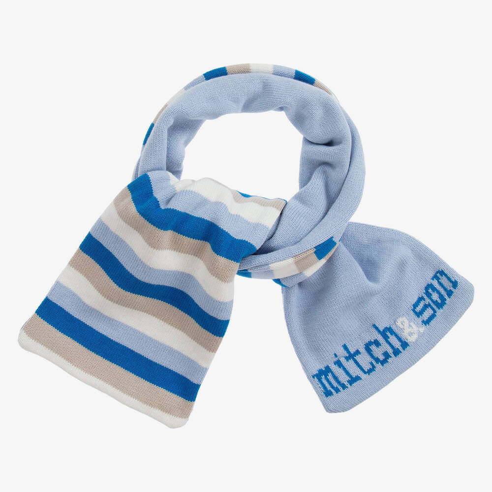 Mitch & Son-Blue Striped Scarf (109cm) | Childrensalon Outlet