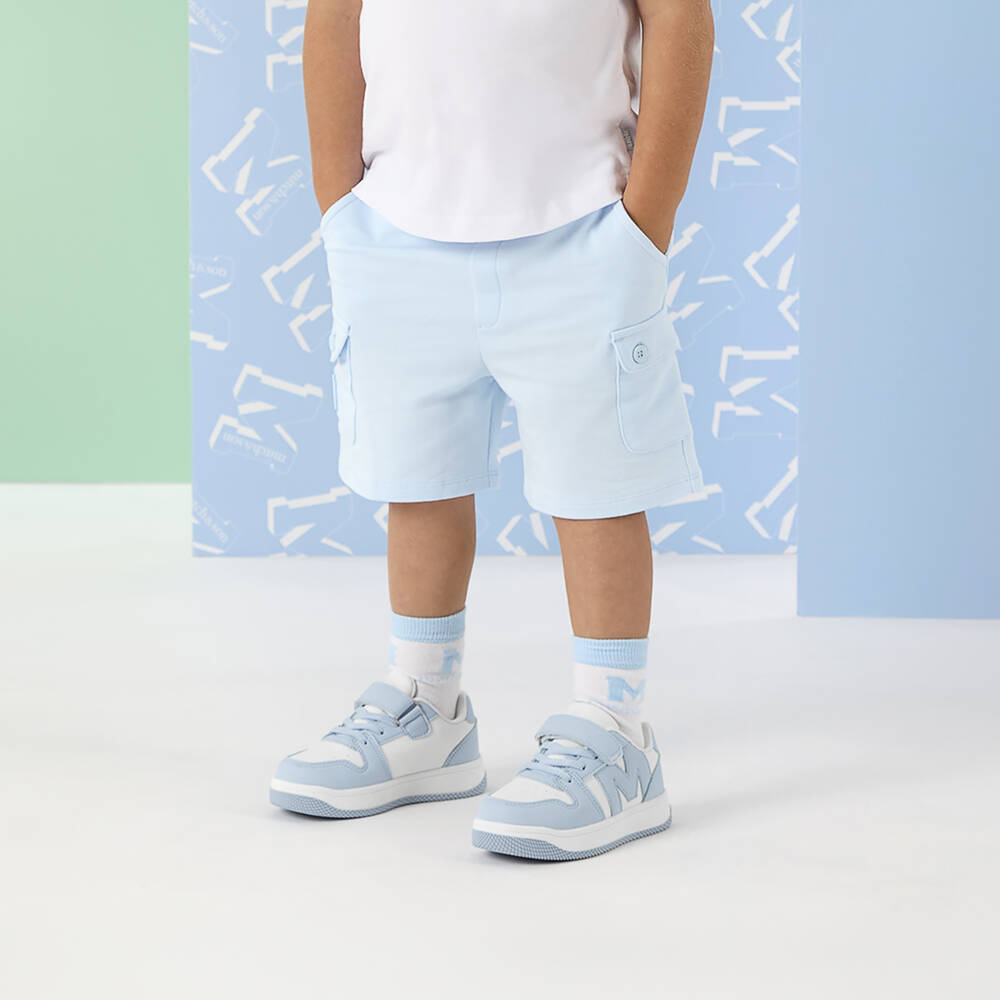 Mitch & Son-Blue & White Logo Trainers | Childrensalon Outlet