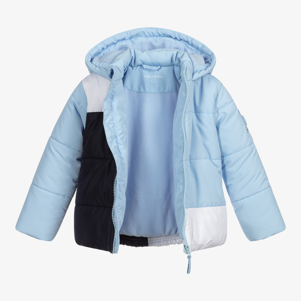 Mitch & Son-معطف مبطن لون أزرق وأبيض للأولاد | Childrensalon Outlet