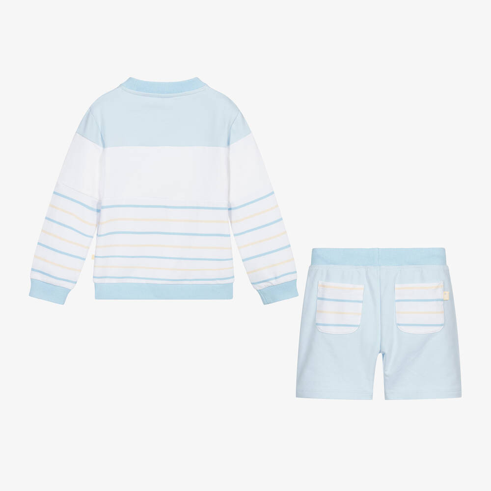 Mitch & Son-Бело-голубой спортивный костюм с шортами | Childrensalon Outlet