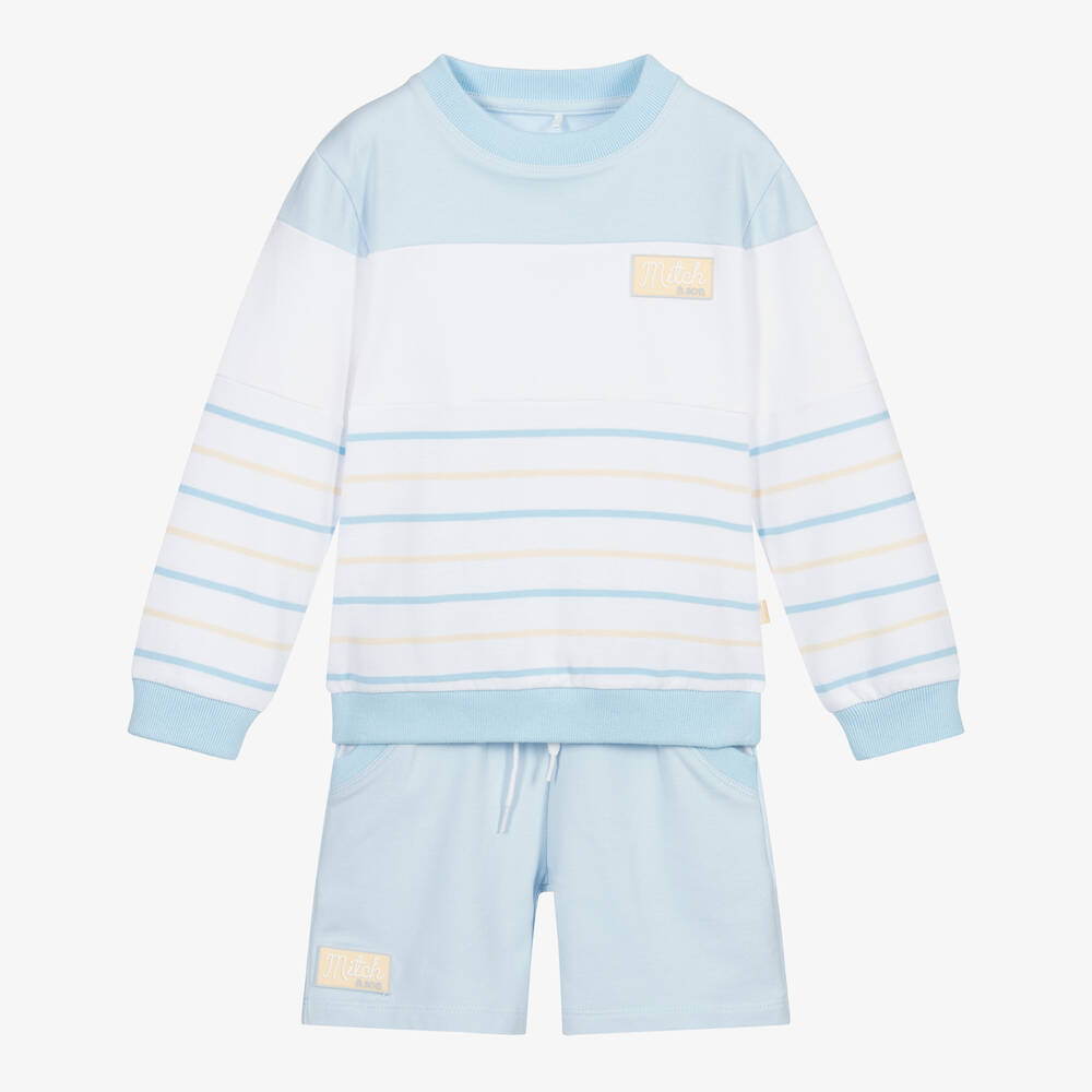 Mitch & Son-Blue & White Short Tracksuit | Childrensalon Outlet