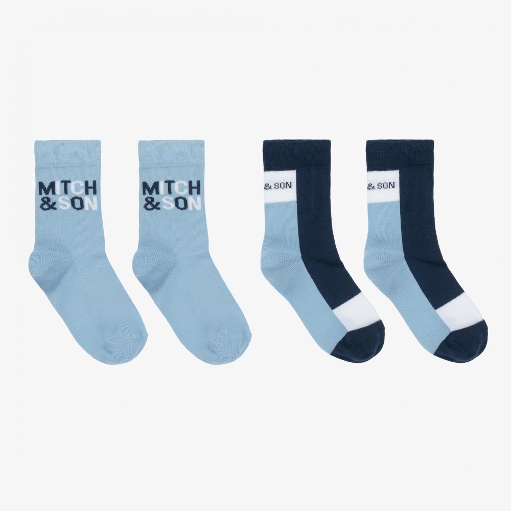 Mitch & Son - Blue & White Socks (2 Pack) | Childrensalon