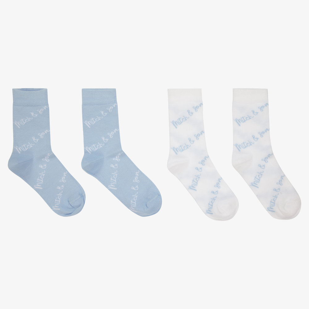 Mitch & Son - Бело-голубые носки (2пары) | Childrensalon