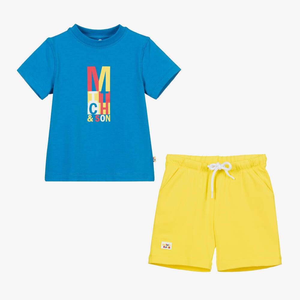 Mitch & Son-Blue & Yellow Shorts Set | Childrensalon Outlet