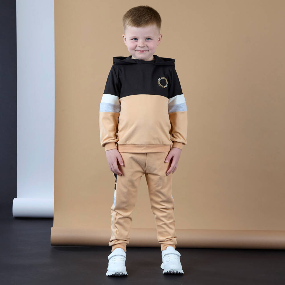 Mitch & Son-Boys Beige & Black Colourblock Tracksuit | Childrensalon Outlet