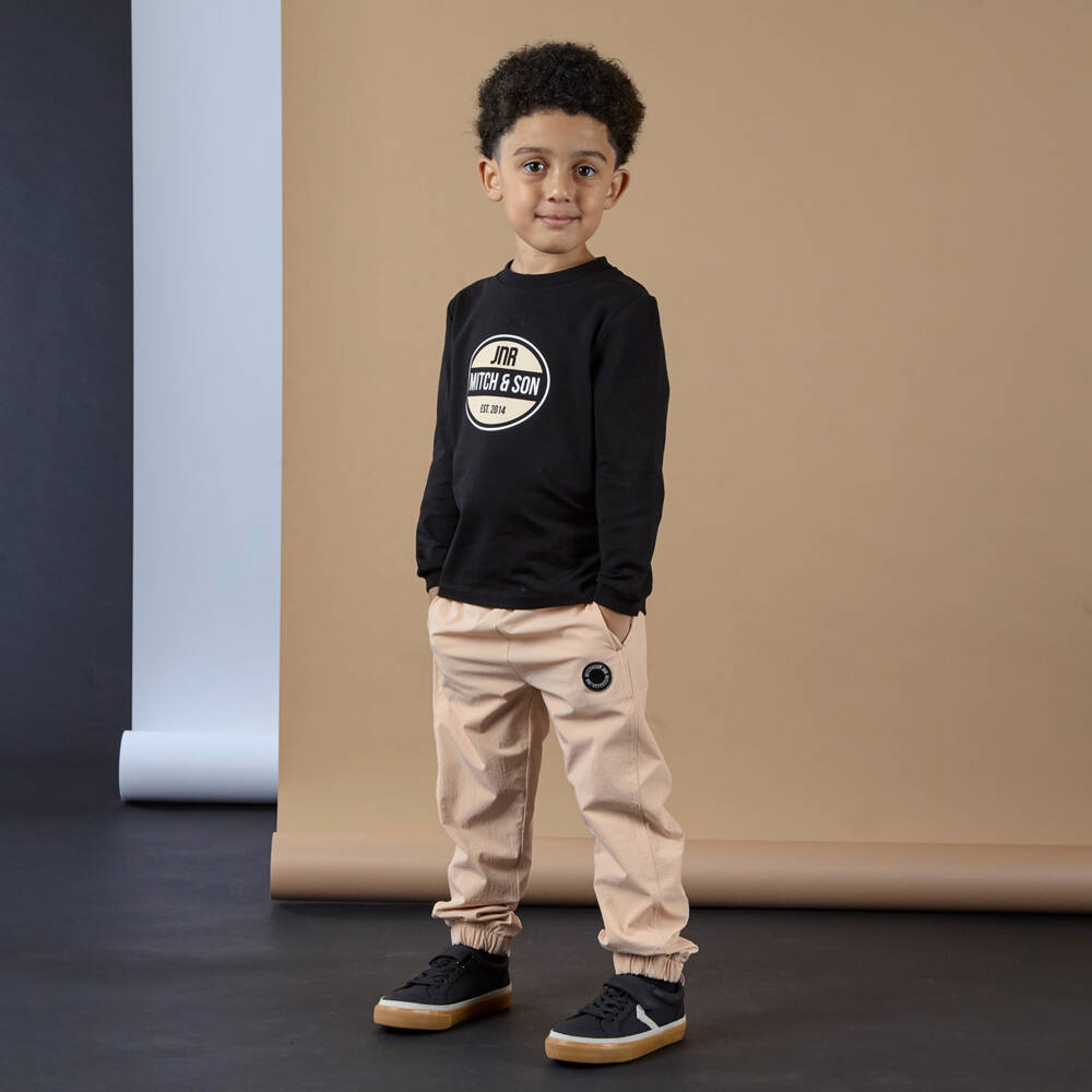 Mitch & Son-Бежевые хлопковые джоггеры для мальчиков | Childrensalon Outlet