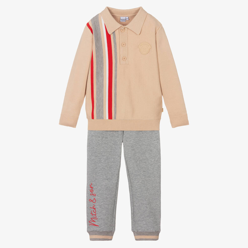 Mitch & Son - Freizeit-Kleidungsset Beige/Grau | Childrensalon