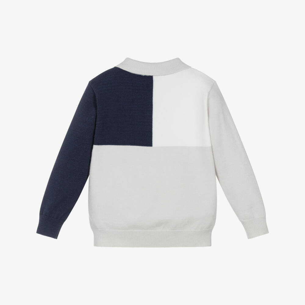 Mitch & Son-Свитер поло синий и серый для мальчиков | Childrensalon Outlet
