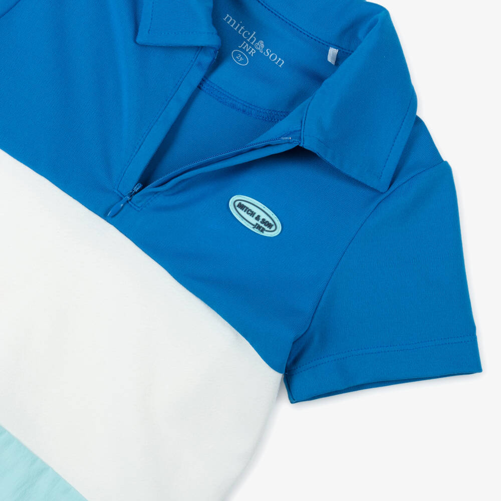 Mitch & Son-Boys Blue Block Polo Top | Childrensalon Outlet