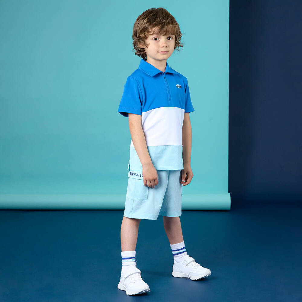 Mitch & Son-Boys Blue Block Polo Top | Childrensalon Outlet