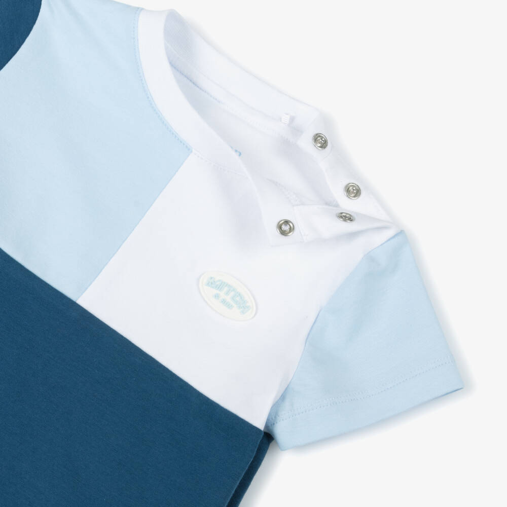 Mitch & Son-Boys Blue Blocked Cotton Ensemble | Childrensalon Outlet