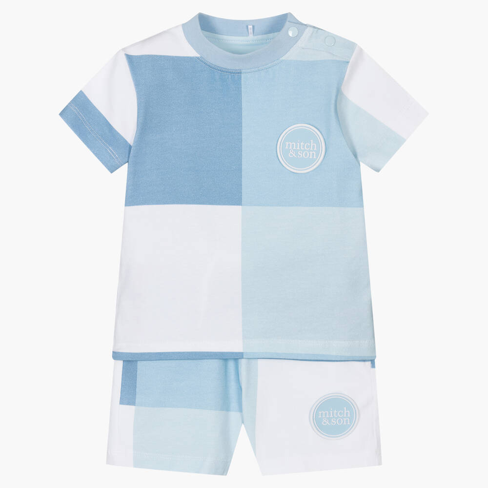 Mitch & Son - Boys Blue Colourblock Shorts Set | Childrensalon