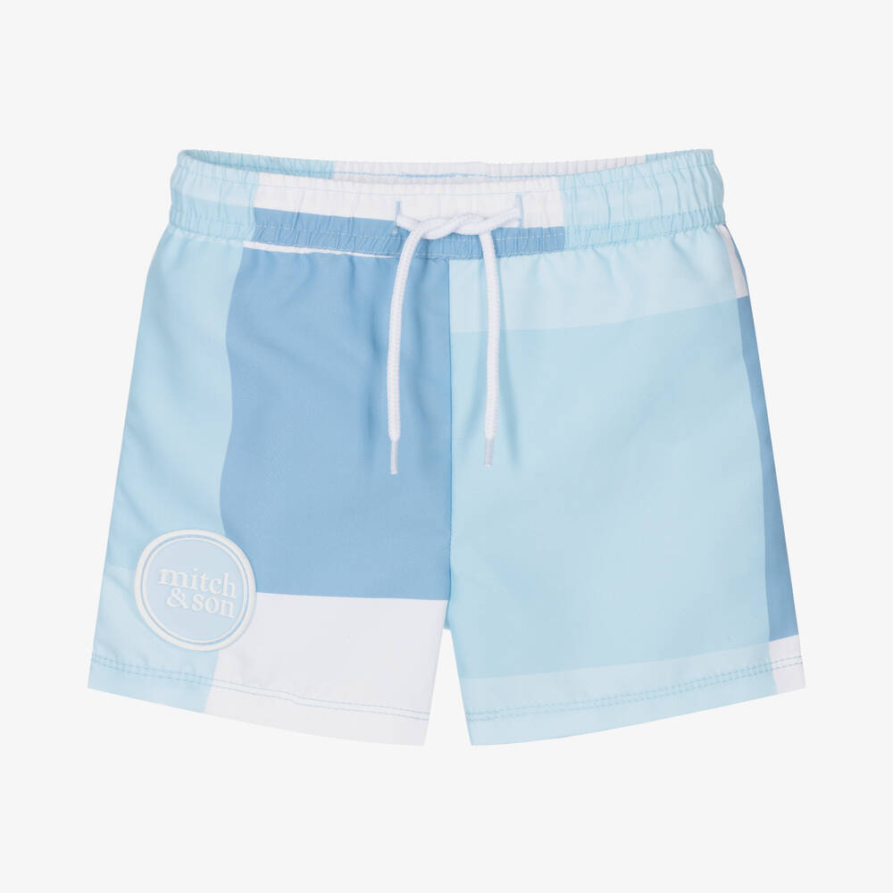 Mitch & Son - Boys Blue Colourblock Swim Shorts | Childrensalon