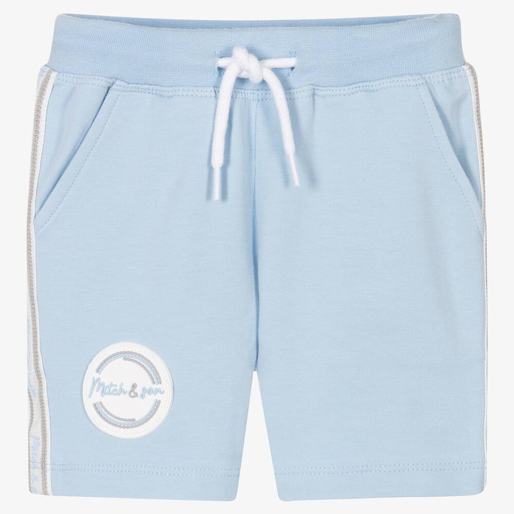 Mitch & Son - Boys Blue Cotton Jersey Shorts | Childrensalon