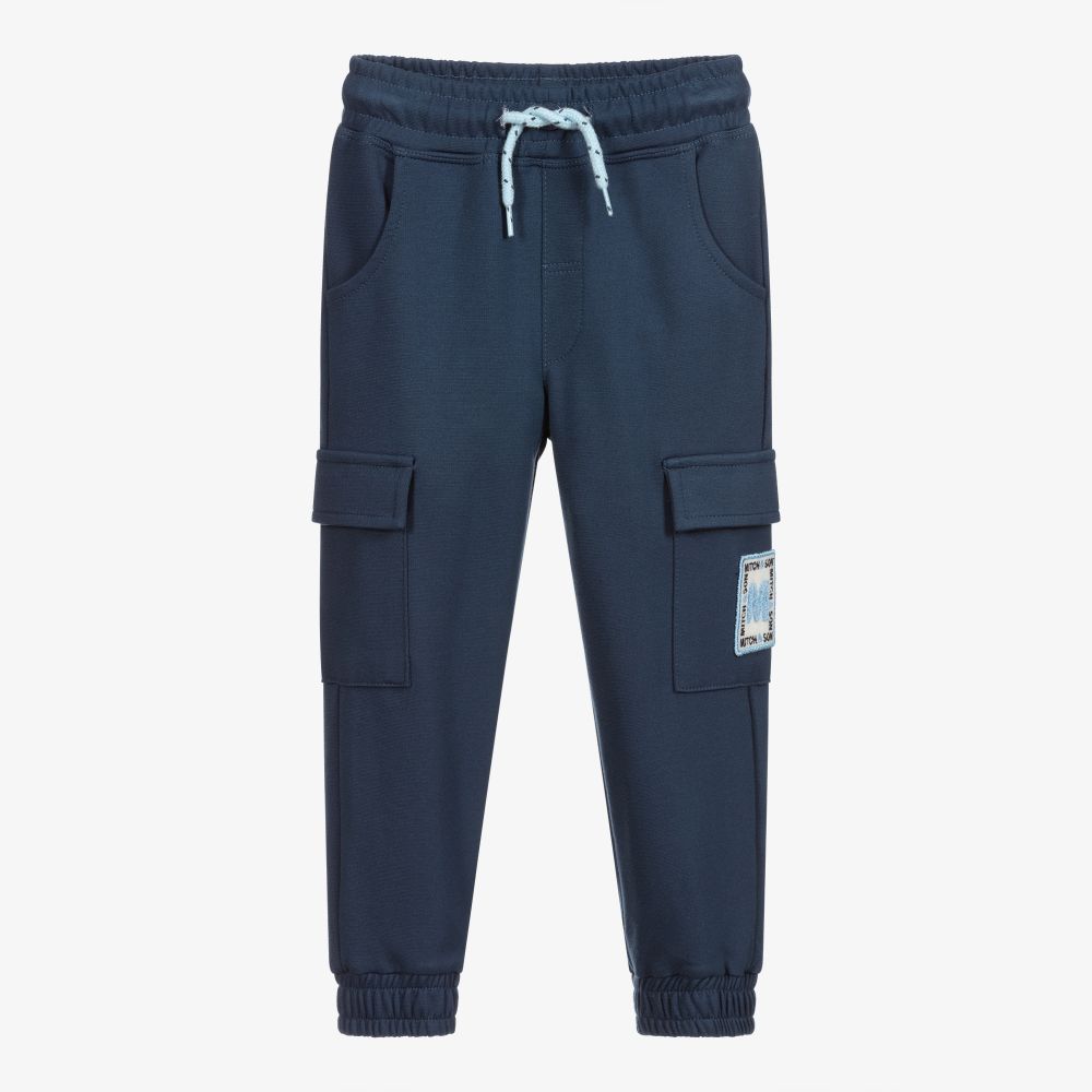 Mitch & Son - Boys Blue Cotton Joggers | Childrensalon