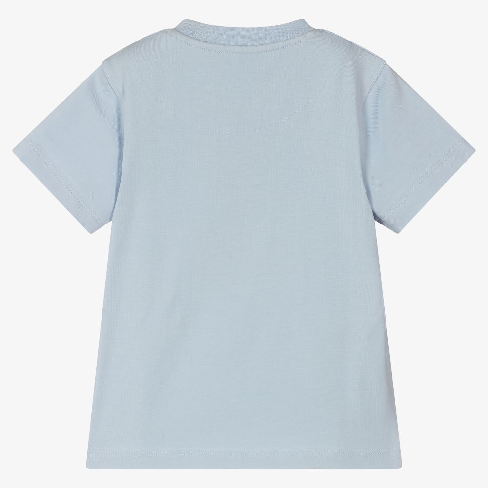 Mitch & Son-Boys Blue Cotton Logo T-Shirt | Childrensalon Outlet