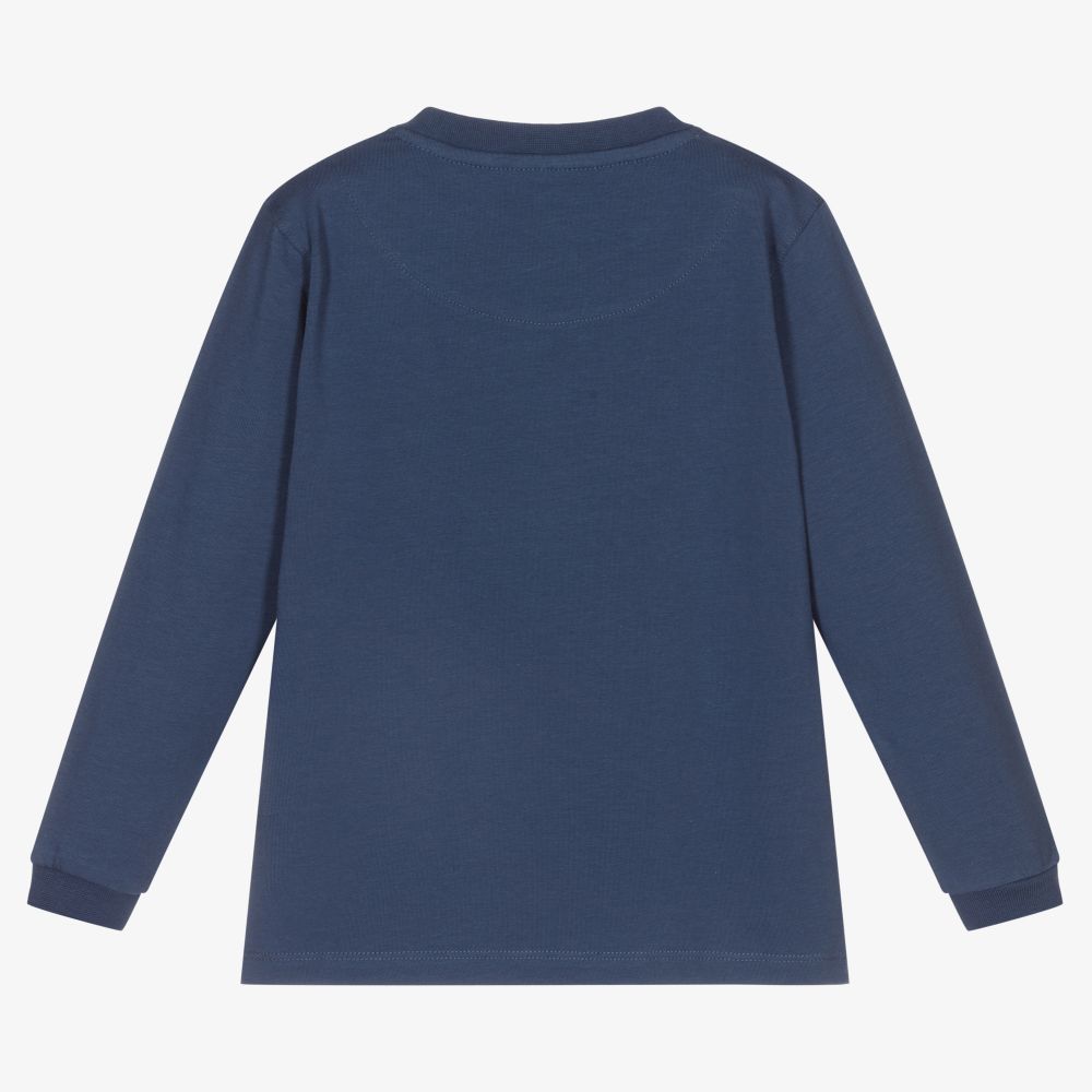 Mitch & Son-Boys Blue Cotton Logo Top | Childrensalon Outlet