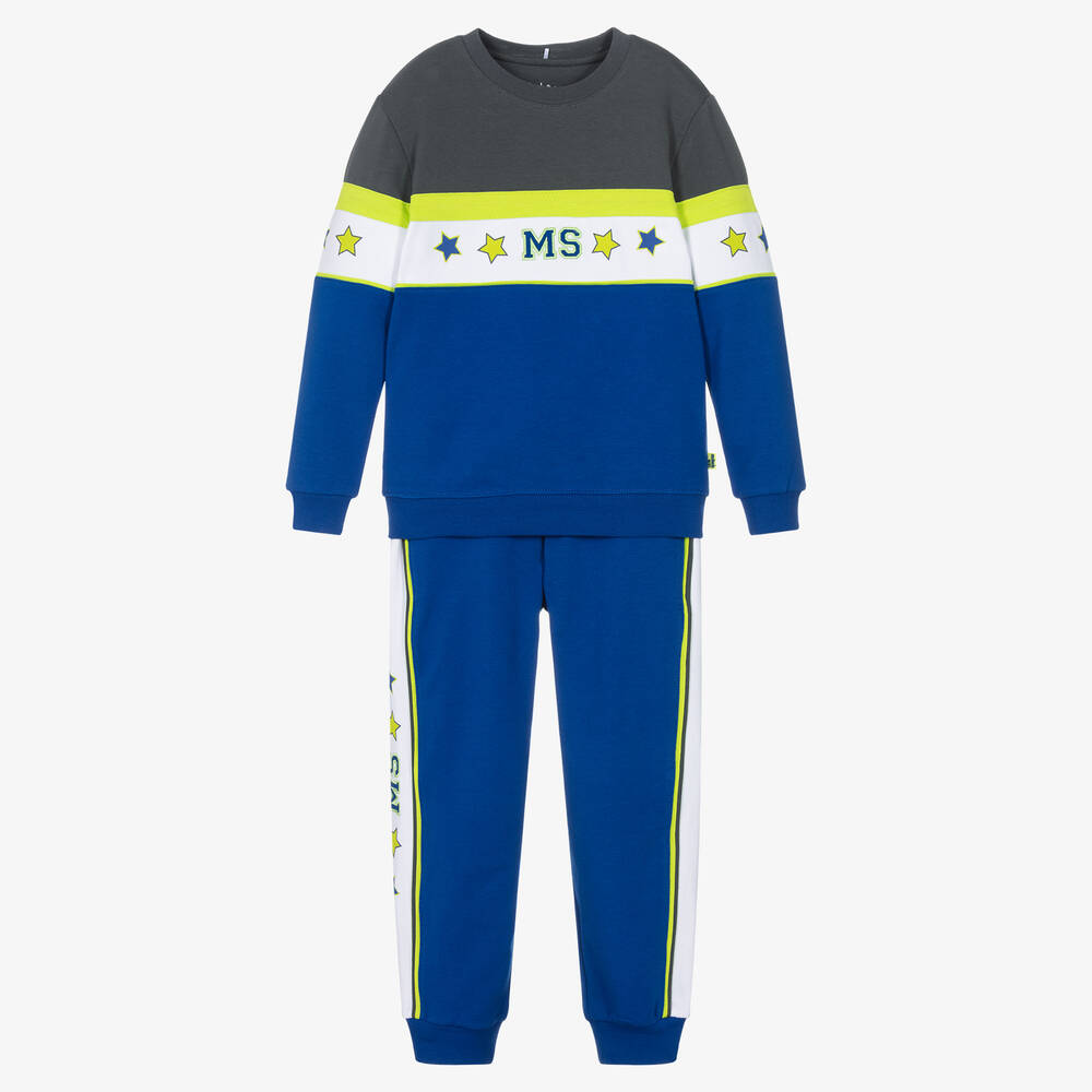 Mitch & Son - Boys Blue Cotton Logo Tracksuit | Childrensalon