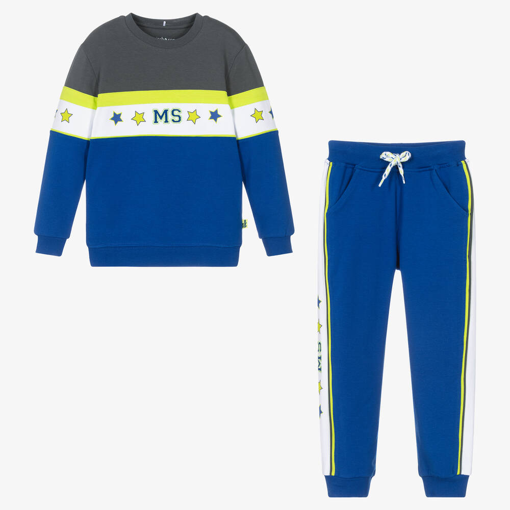Mitch & Son-Boys Blue Cotton Logo Tracksuit | Childrensalon Outlet
