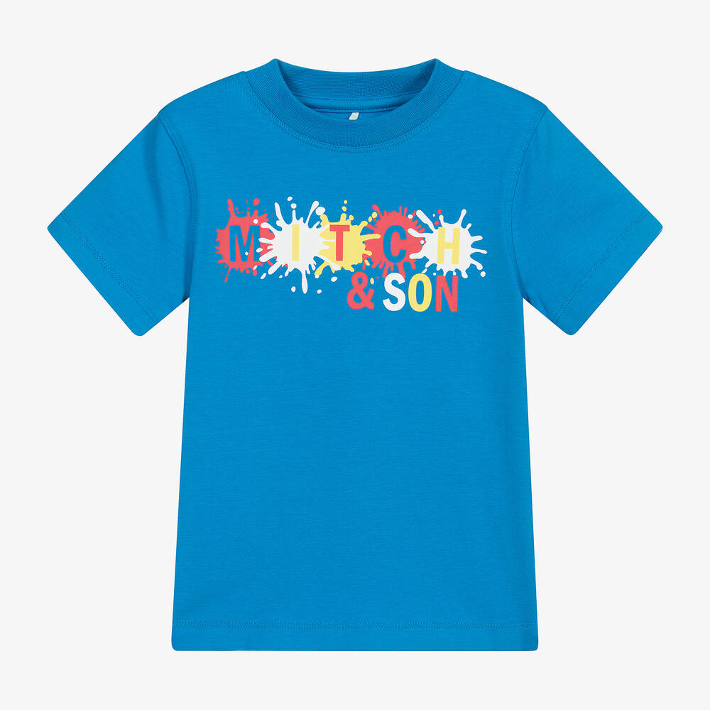 Mitch & Son-Boys Blue Cotton T-Shirt | Childrensalon Outlet