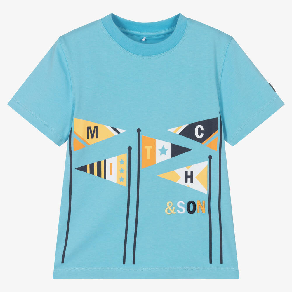 Mitch & Son-Boys Blue Cotton T-Shirt | Childrensalon Outlet