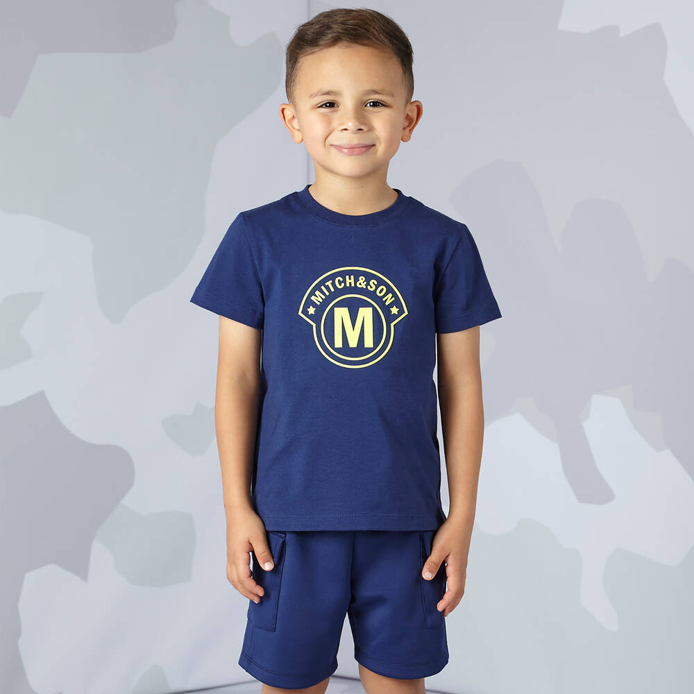 Mitch & Son-Boys Blue Cotton T-Shirt | Childrensalon Outlet