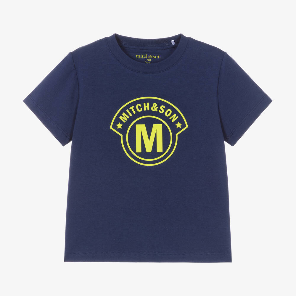 Mitch & Son-Boys Blue Cotton T-Shirt | Childrensalon Outlet