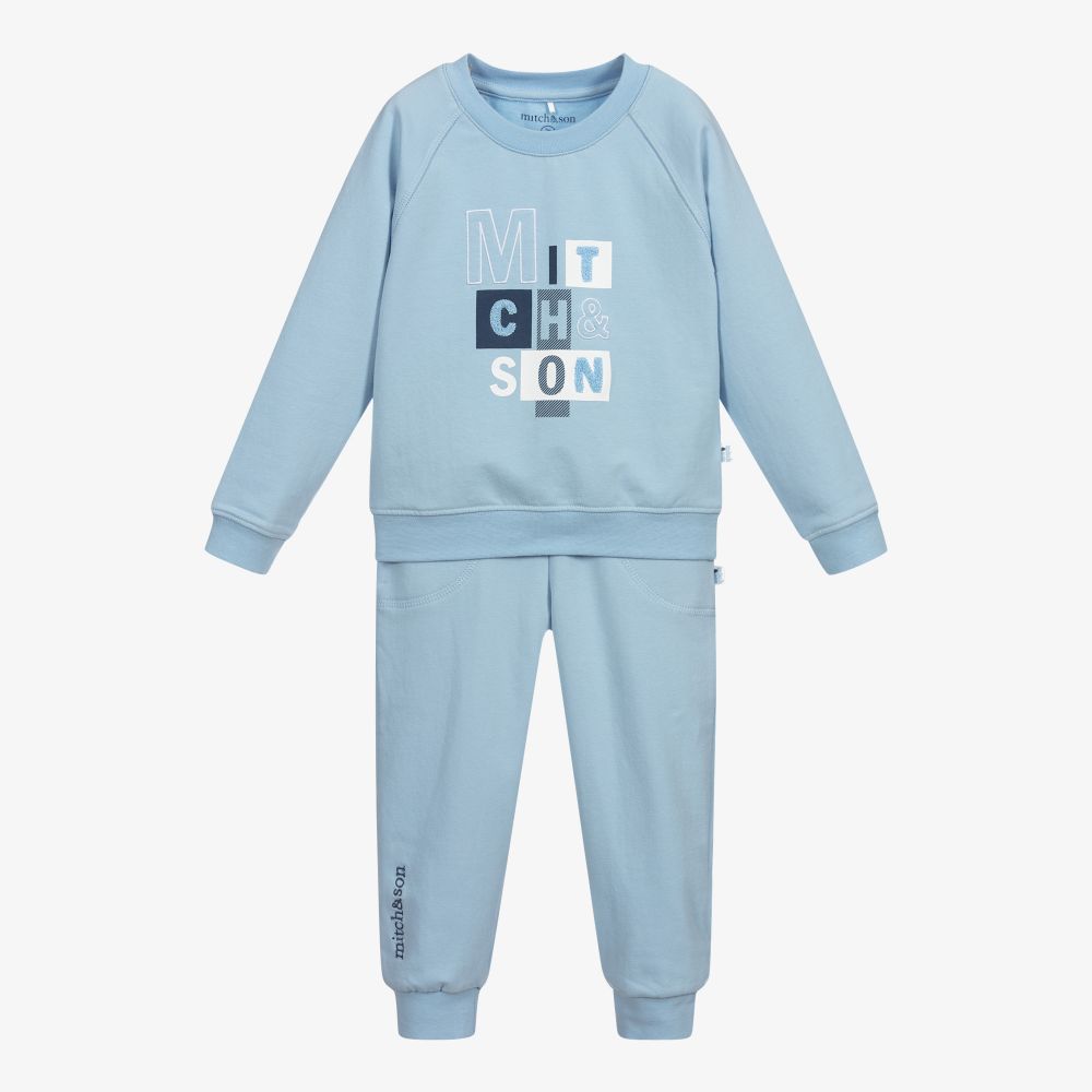 Mitch & Son - Boys Blue Cotton Tracksuit | Childrensalon