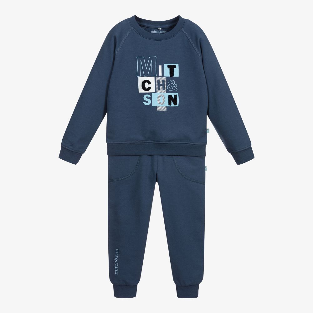 Mitch & Son - Boys Blue Cotton Tracksuit | Childrensalon