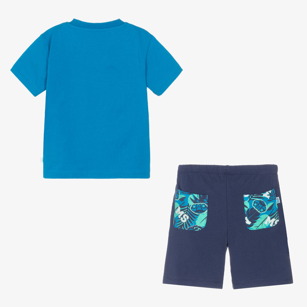 Mitch & Son-طقم شورت قطن جيرسي لون أزرق للأولاد | Childrensalon Outlet