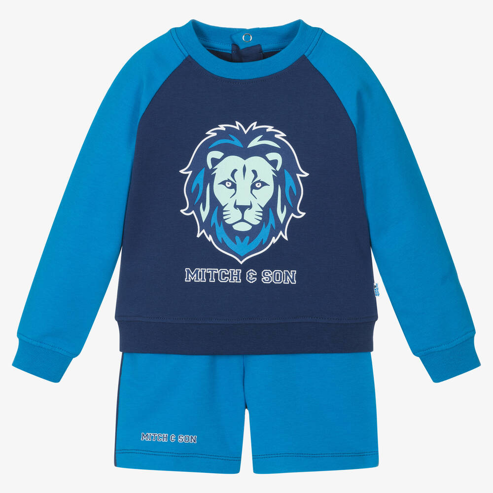 Mitch & Son - Ensemble short bleu en coton | Childrensalon