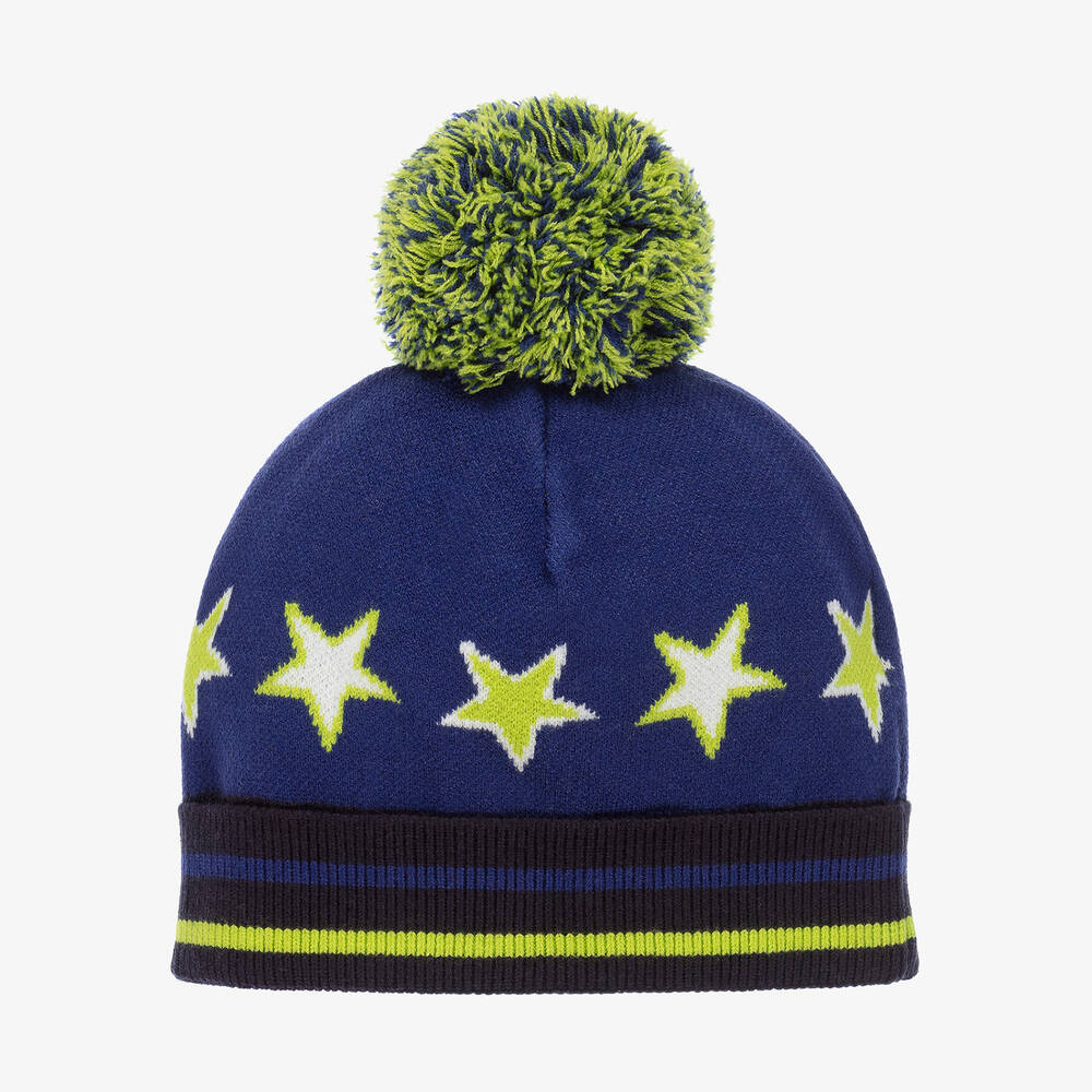 Mitch & Son-قبعة بوم-بوم أكريليك لون أزرق وأخضر | Childrensalon Outlet