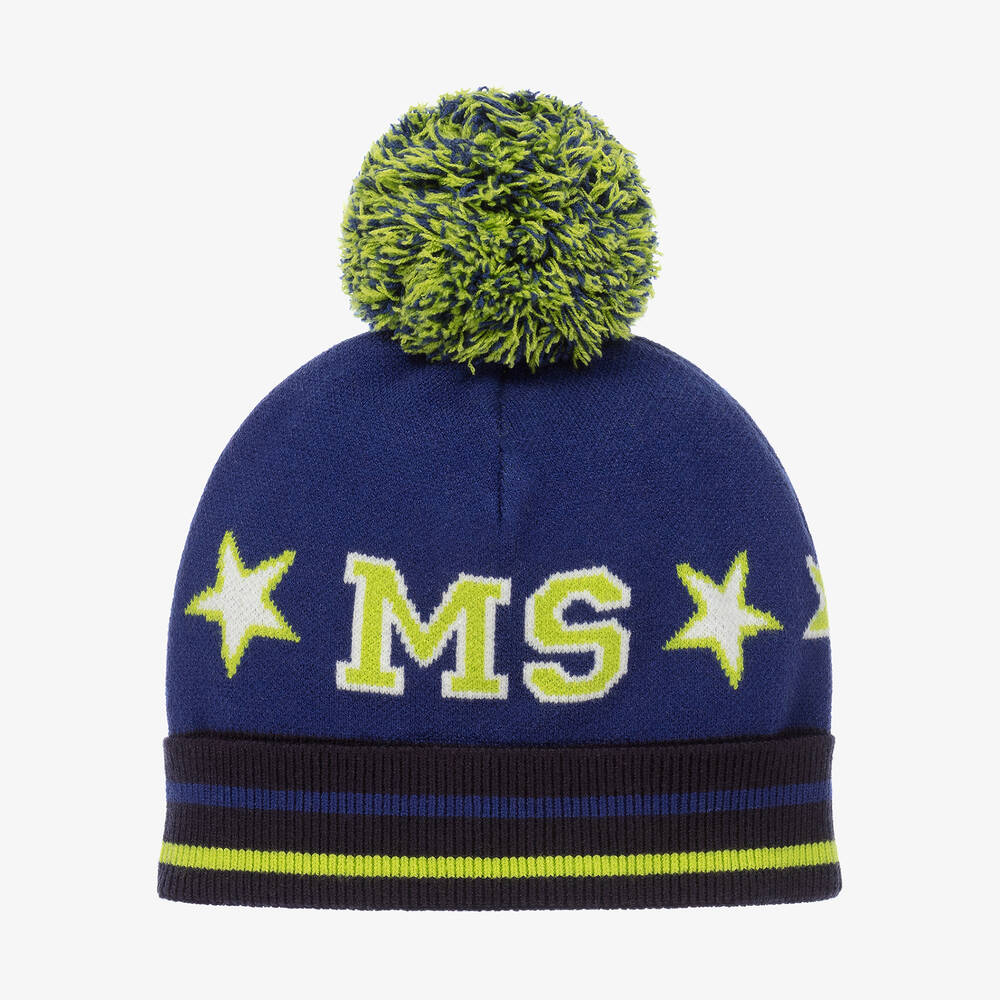 Mitch & Son - Boys Blue & Green Pom-Pom Hat | Childrensalon