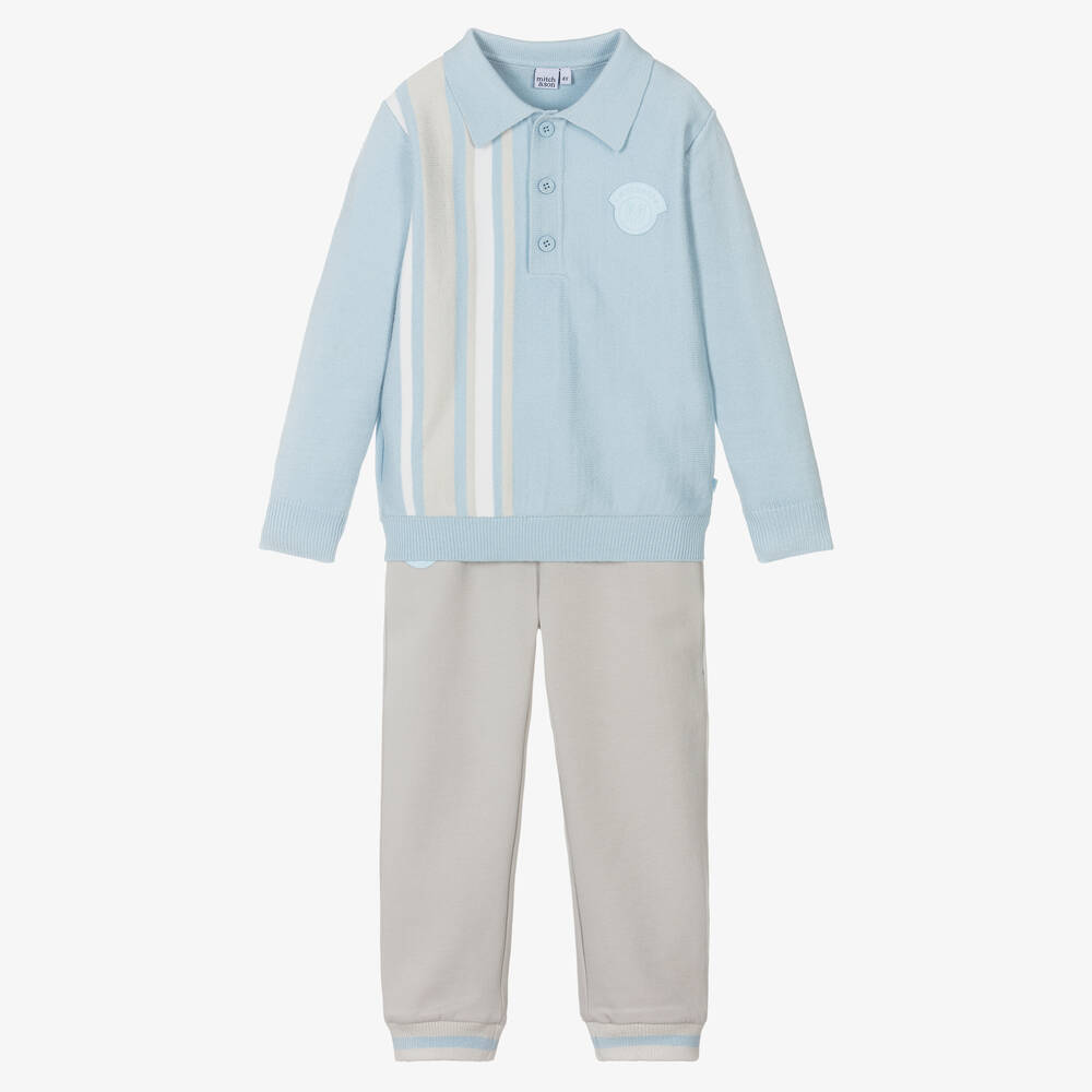 Mitch & Son - Boys Blue & Grey Casual Outfit Set | Childrensalon
