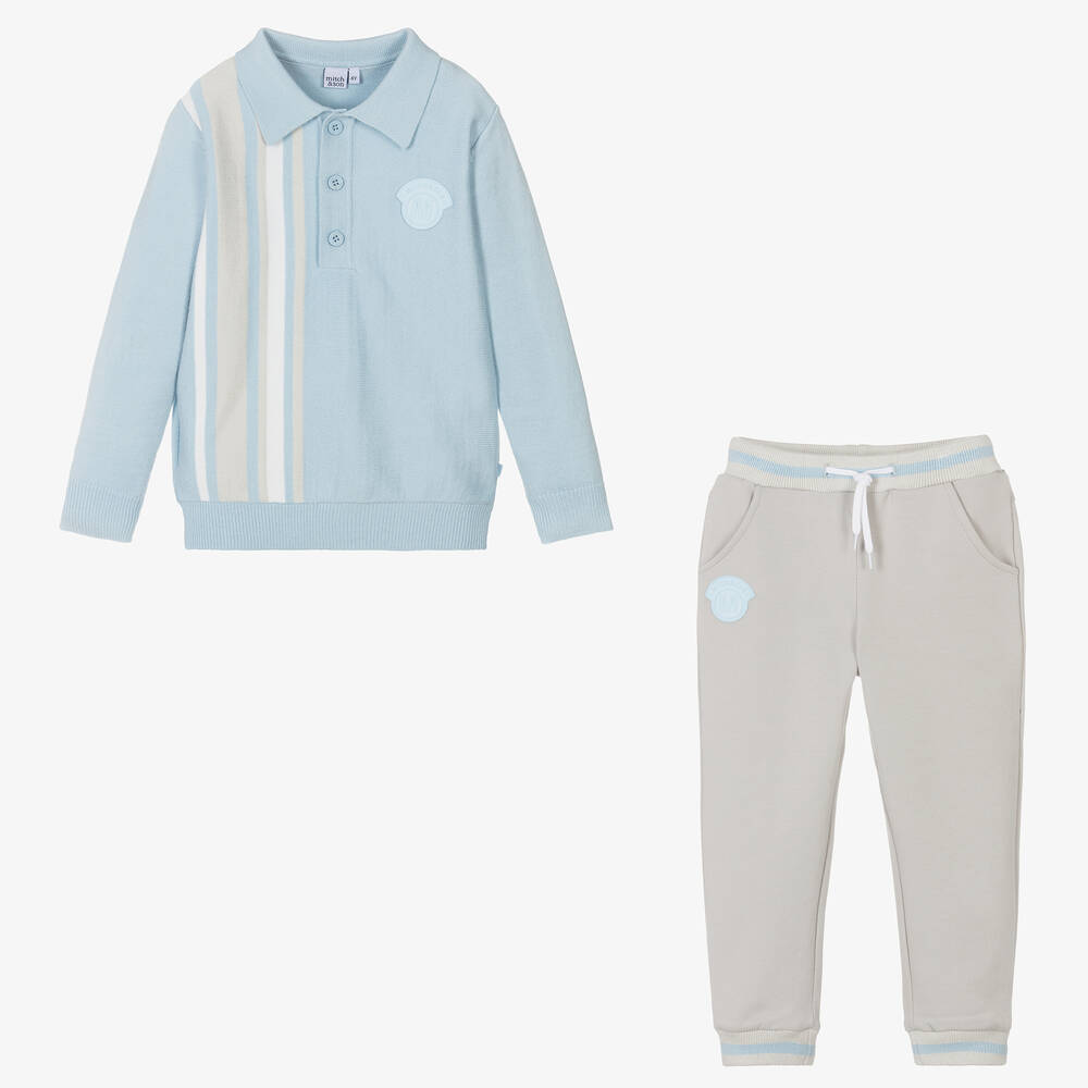 Mitch & Son-Boys Blue & Grey Casual Outfit Set | Childrensalon Outlet