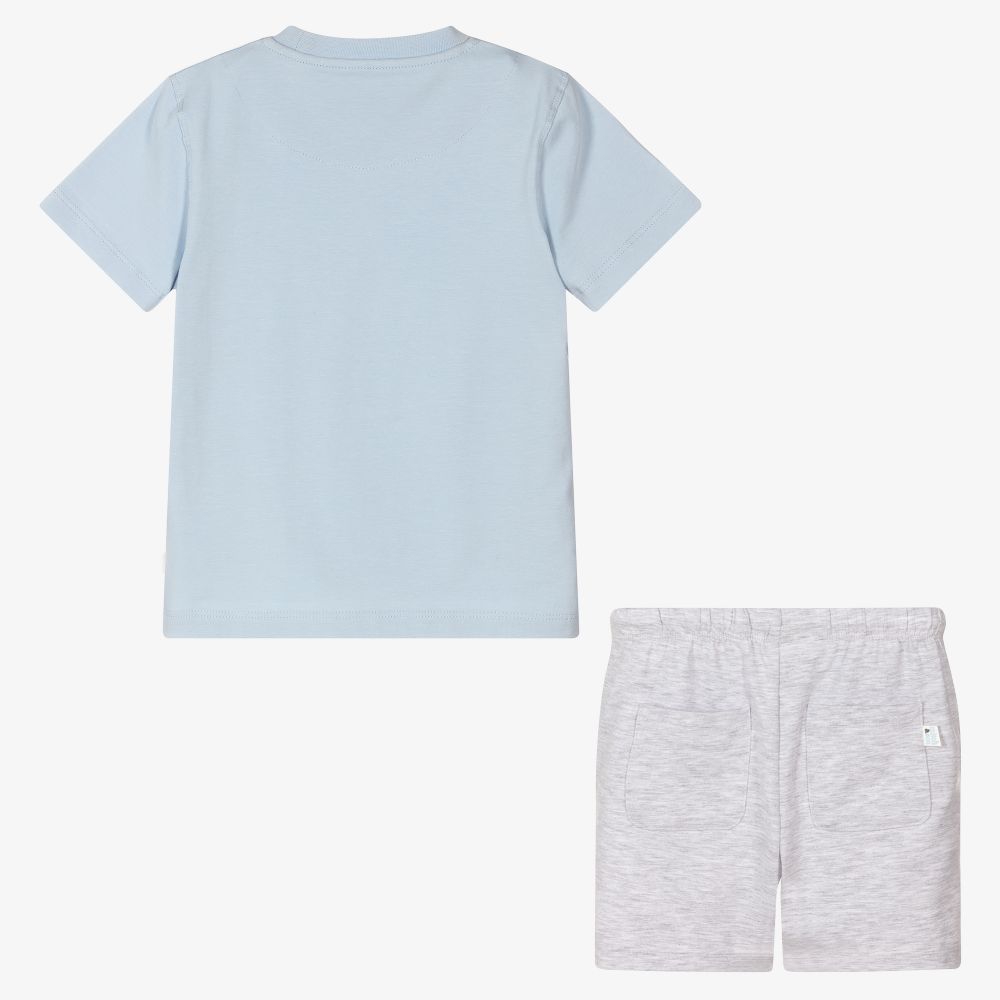 Mitch & Son-طقم شورت قطن جيرسي لون أزرق فاتح ورمادي للأولاد | Childrensalon Outlet