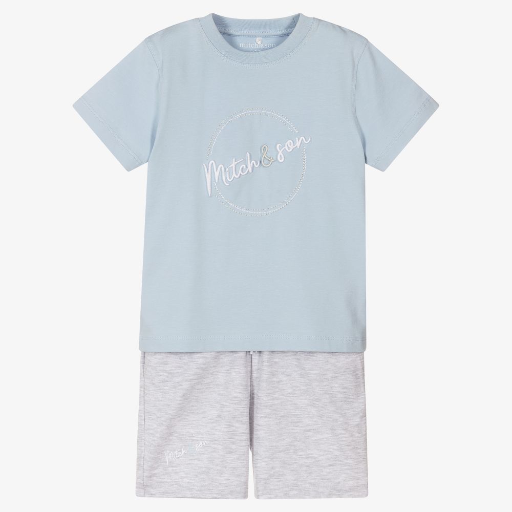 Mitch & Son - Голубая футболка и серые шорты для мальчиков | Childrensalon