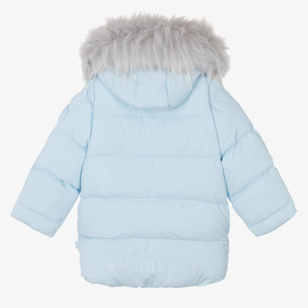 ميتش آند سون-معطف بافر بهودي لون أزرق فاتح للأولاد | Childrensalon Outlet
