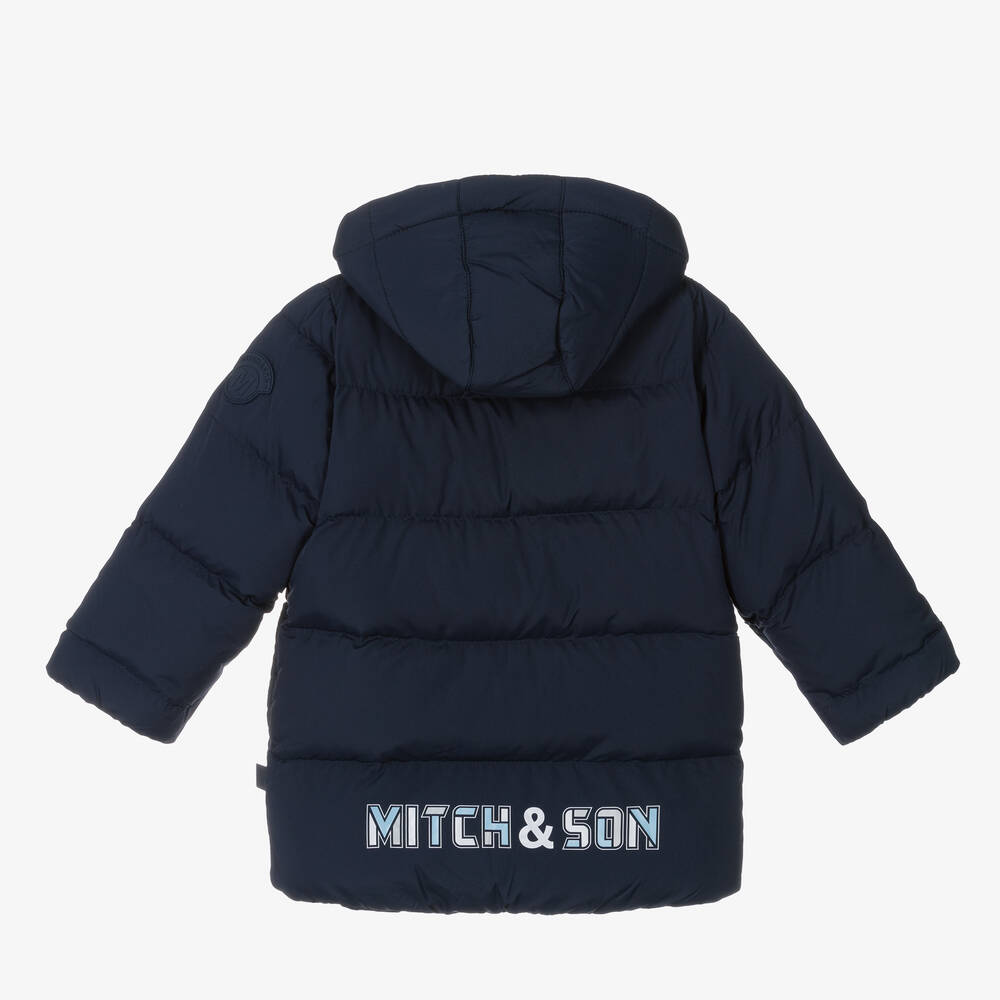 ميتش آند سون-معطف بافر بهودي لون أزرق داكن للأولاد | Childrensalon Outlet