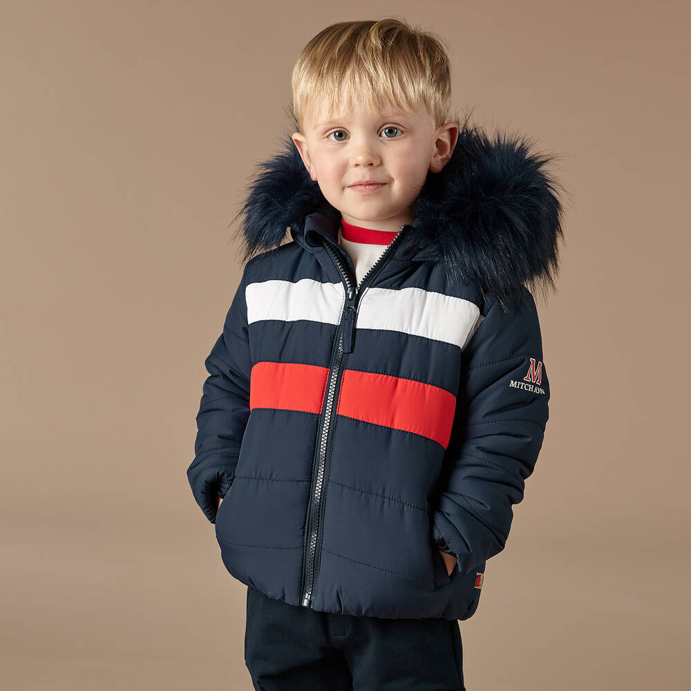 Mitch Son Boys Blue Hooded Puffer Jacket