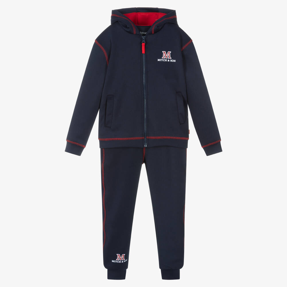 Mitch & Son - Boys Blue Hooded Tracksuit | Childrensalon