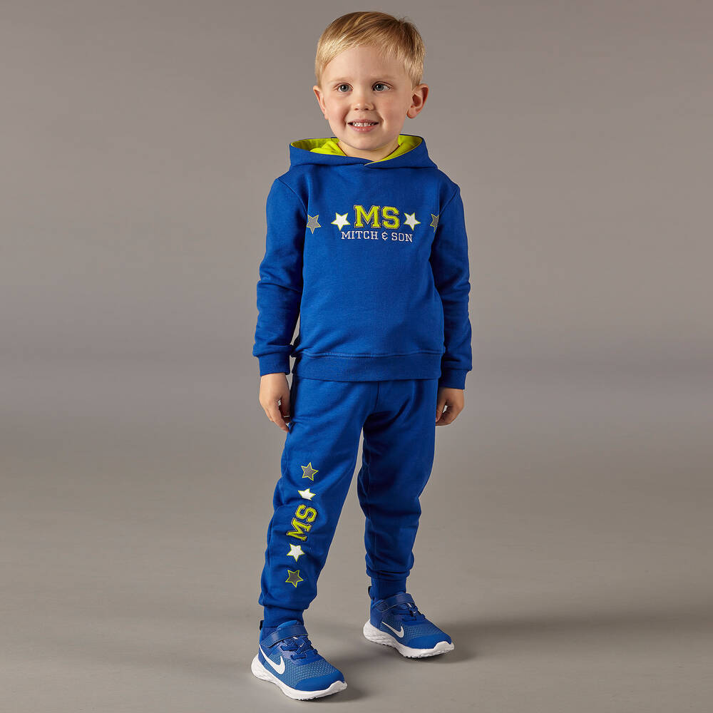 Mitch & Son-تراكسوت هودي قطن جيرسي لون أزرق للأولاد | Childrensalon Outlet