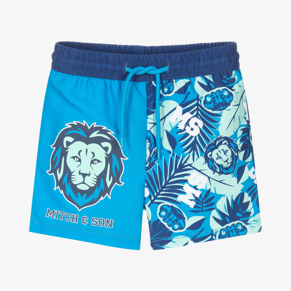 Mitch & Son - Blaue Dschungel-College-Badeshorts  | Childrensalon