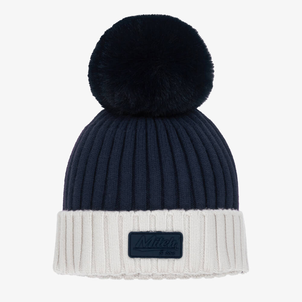 Mitch & Son-Синяя вязаная шапка с помпоном для мальчиков | Childrensalon Outlet
