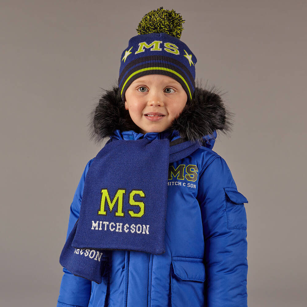 ميتش آند سون-سكارف محبوك لون أزرق وكحلي (120 سم) | Childrensalon Outlet