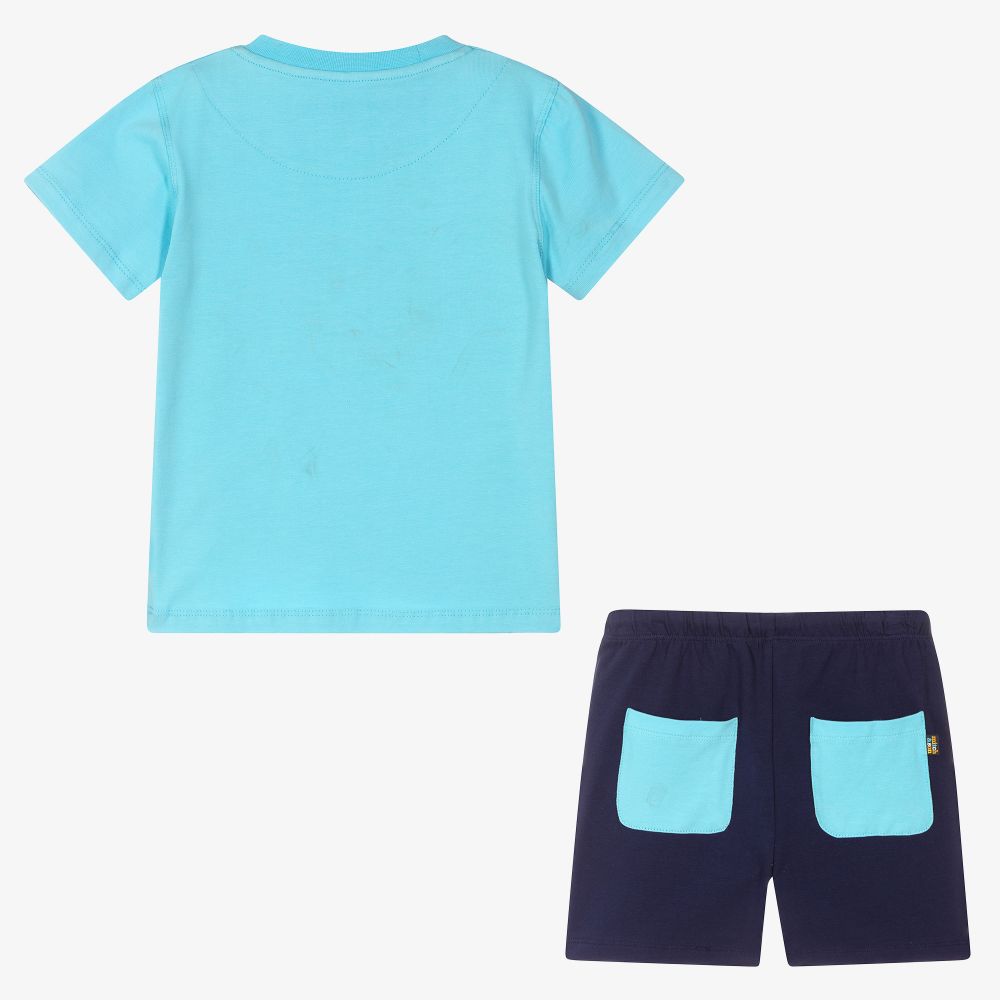 Mitch & Son-Boys Blue Logo Shorts Set | Childrensalon Outlet
