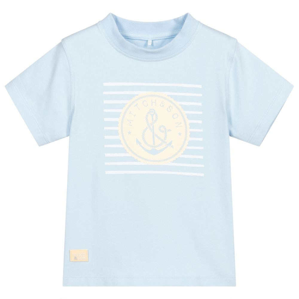 Mitch & Son - Blaues T-Shirt mit Logo für Jungen | Childrensalon