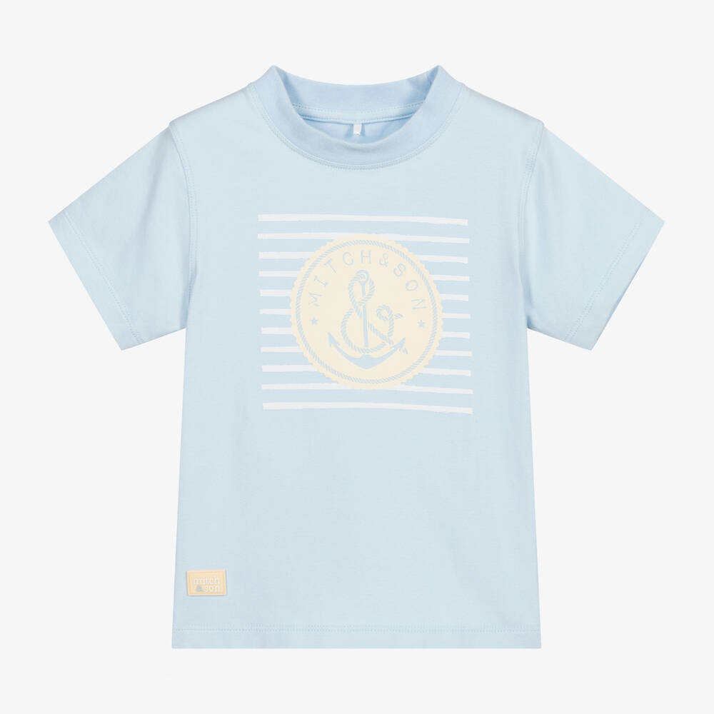 Mitch & Son-Boys Blue Logo T-Shirt | Childrensalon Outlet